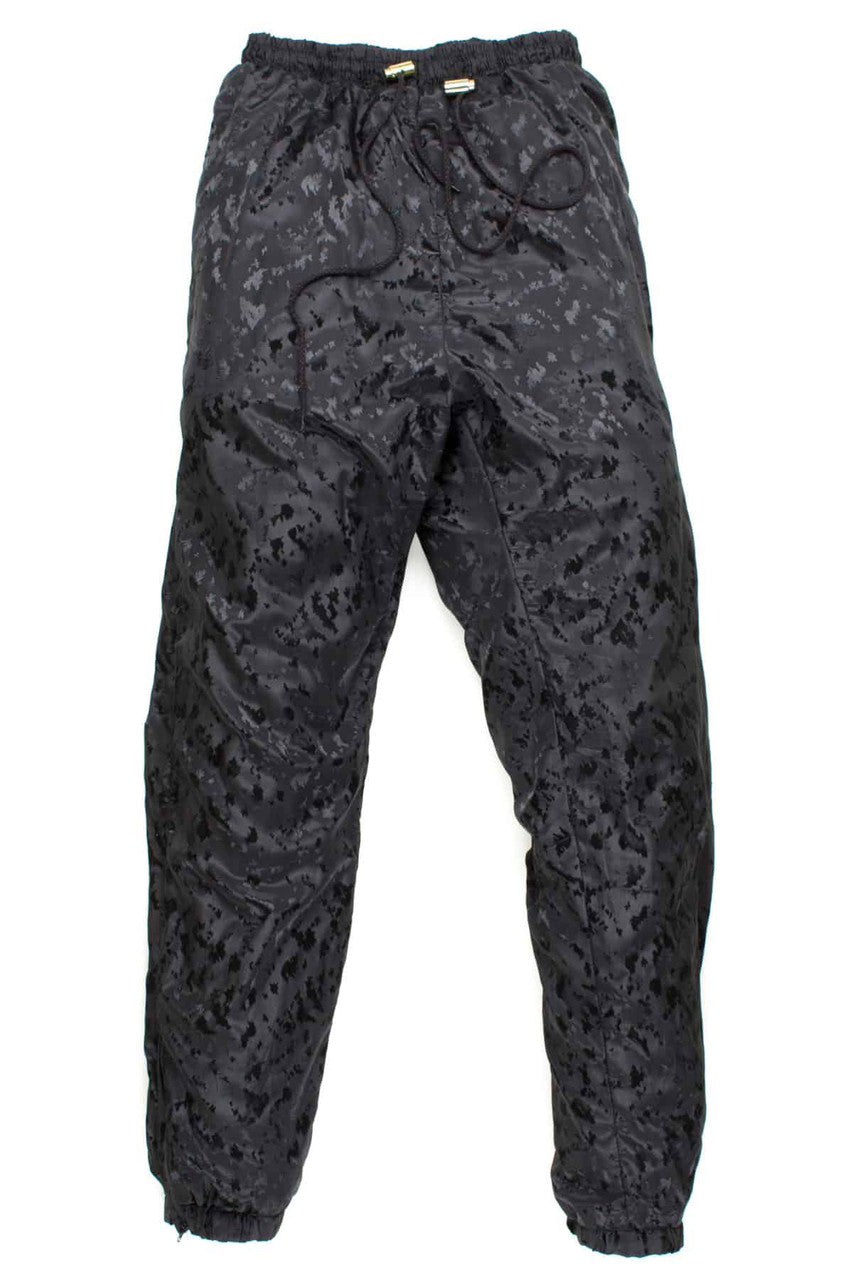 Textured Satin Cheetah Print Track Pants