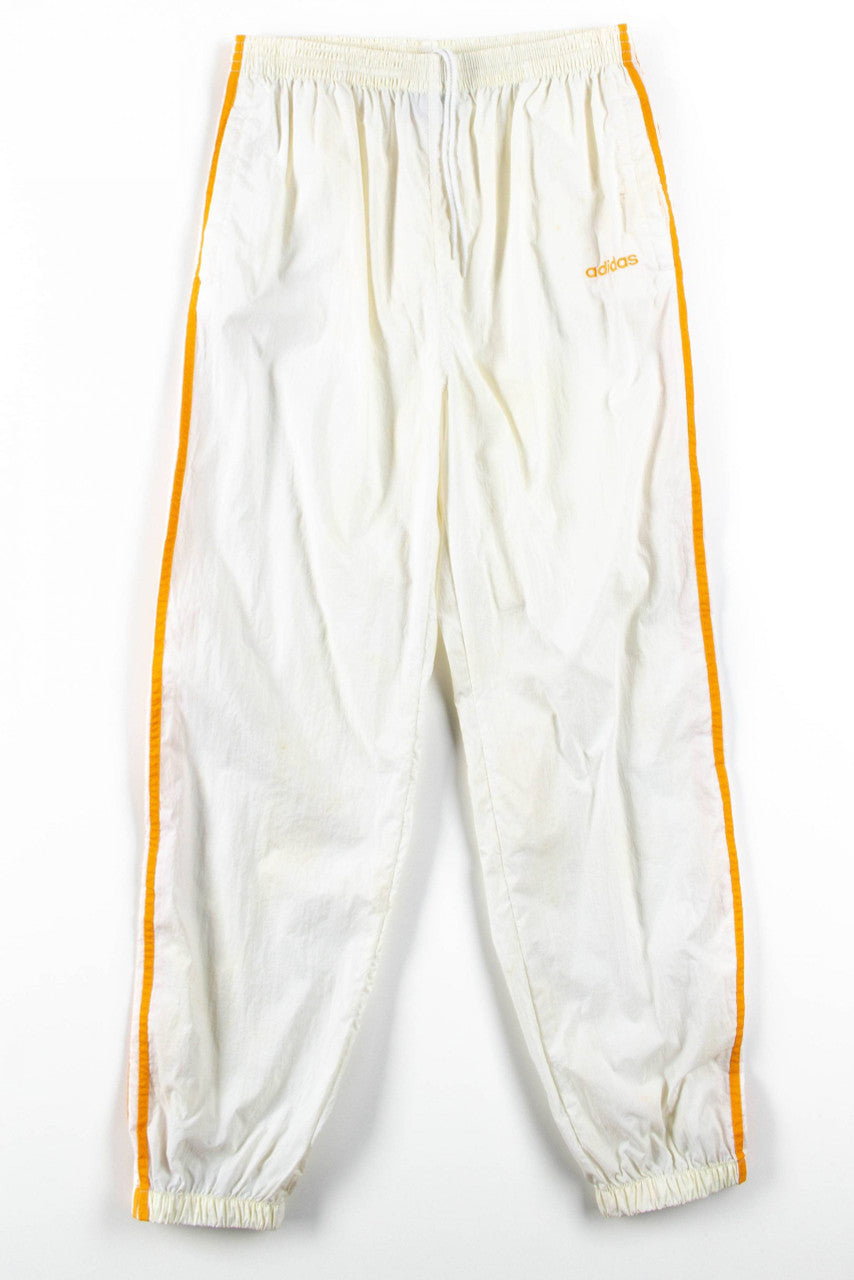 White & Orange Adidas Track Pants (sz. L)