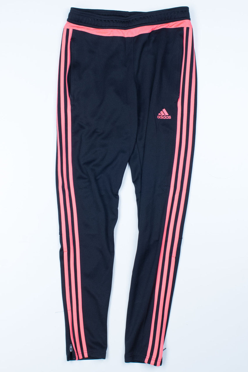 Black & Bright Coral Adidas Joggers