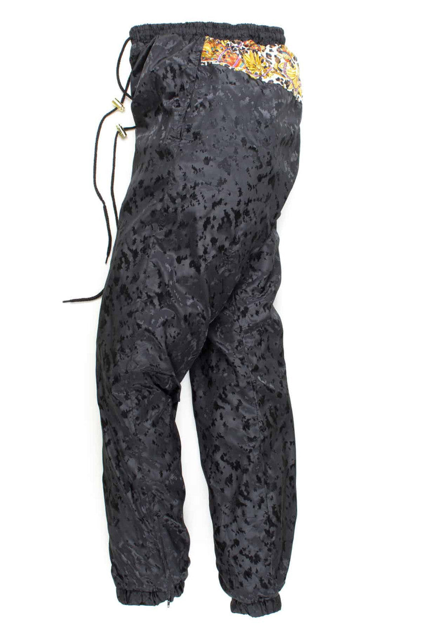 Textured Satin Cheetah Print Track Pants
