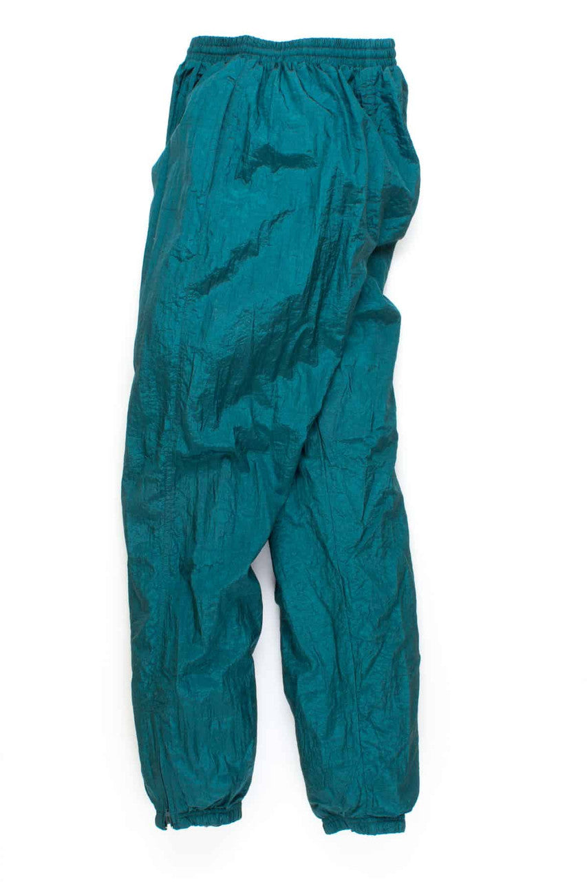 Forest Green Crinkled Windbreaker Track Pants