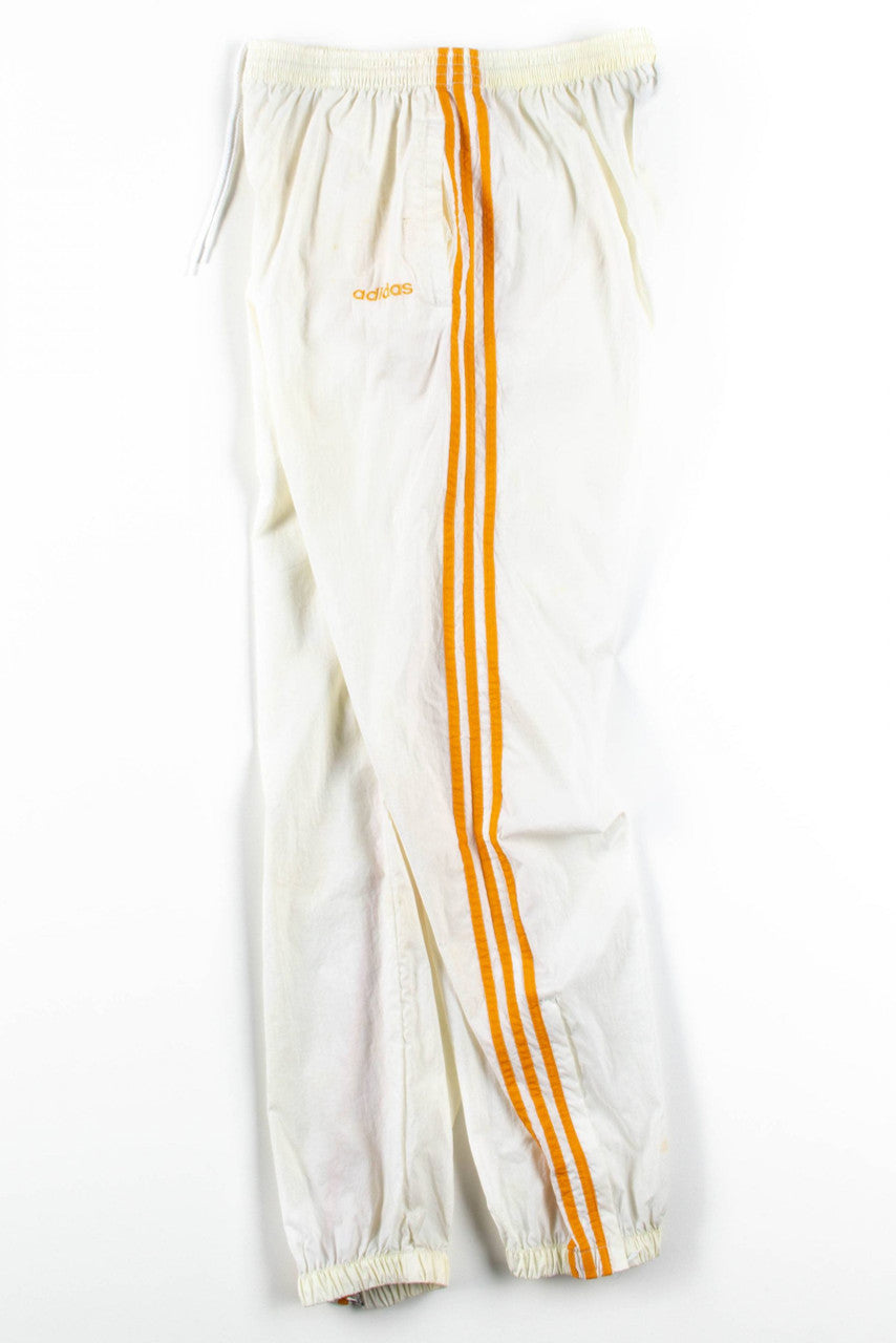 White & Orange Adidas Track Pants (sz. L)
