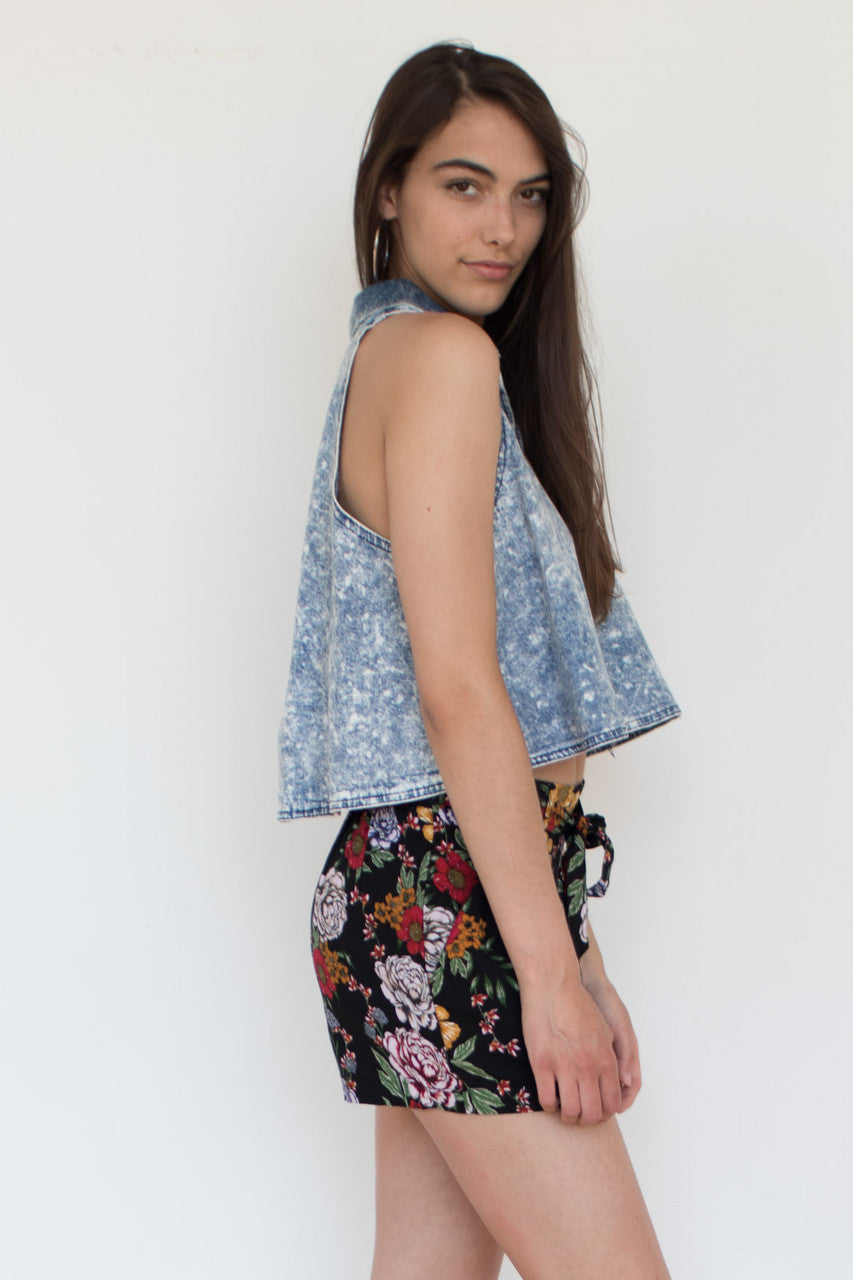 Acid Washed Trapeze Crop Top