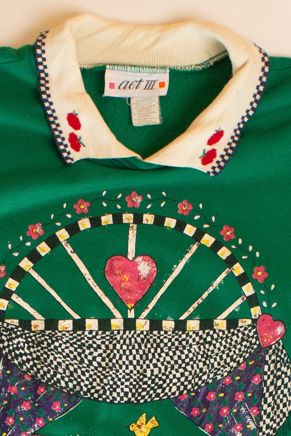 Vintage Grannycore Collared Teddy Bears Sweatshirt (1990s)