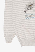 Vintage Striped Light Gray American Bald Eagle Alaska Sweatshirt (1990s)