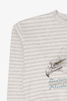 Vintage Striped Light Gray American Bald Eagle Alaska Sweatshirt (1990s)