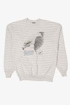 Vintage Striped Light Gray American Bald Eagle Alaska Sweatshirt (1990s)