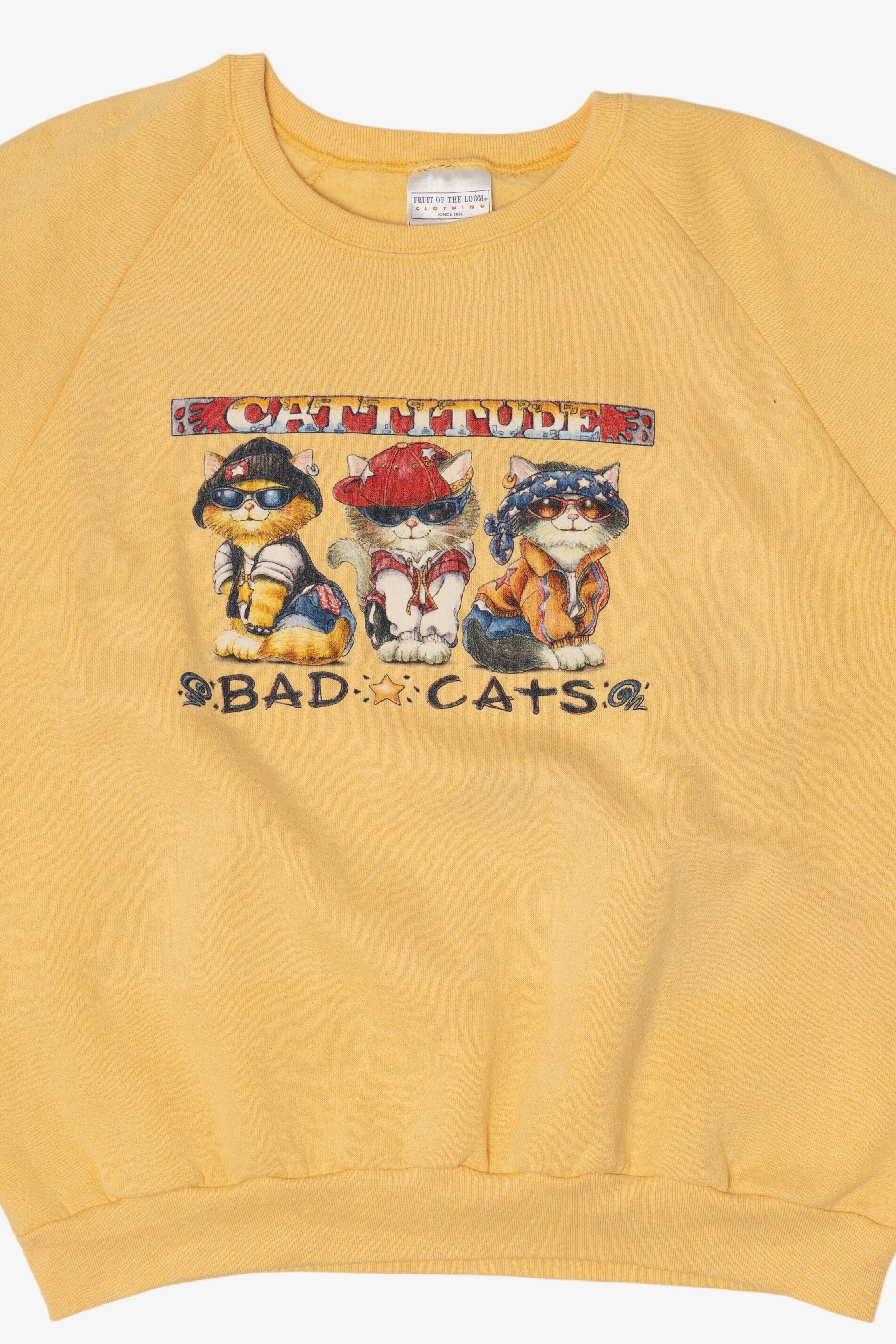 Yellow "Cattitude" Bad Cats Sweatshirt