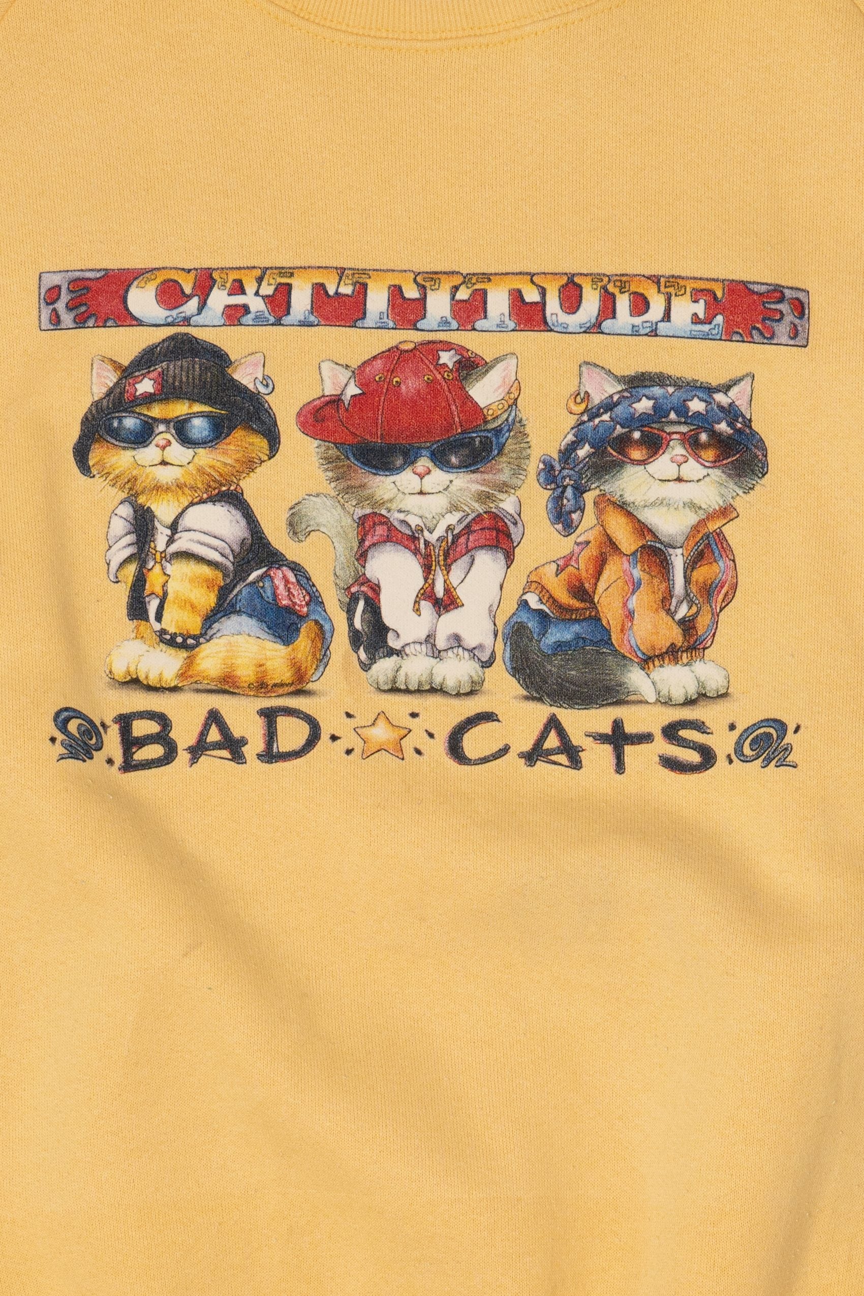 Yellow "Cattitude" Bad Cats Sweatshirt