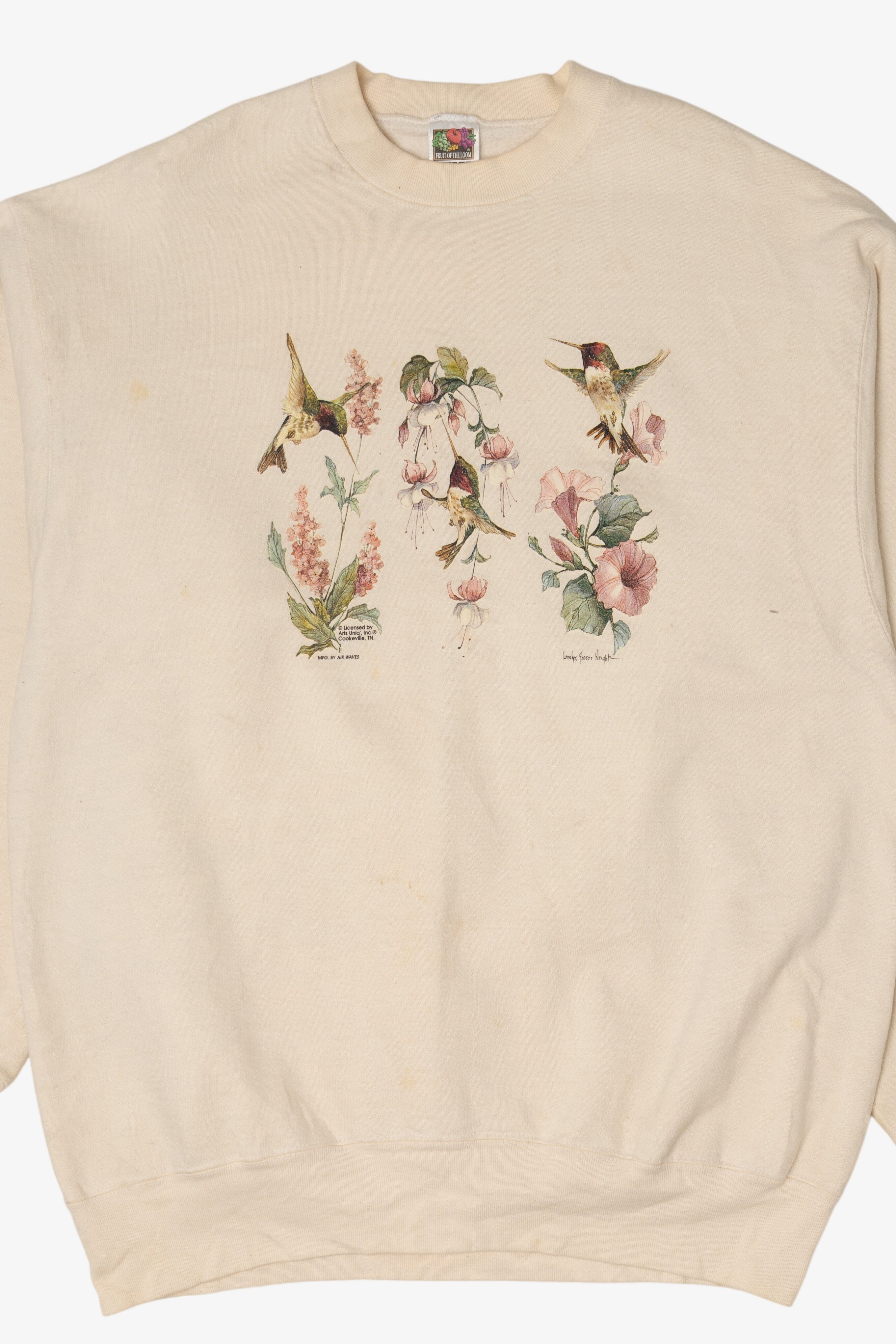 Vintage Hummingbirds And Flowers Sweatshirt (1990s)