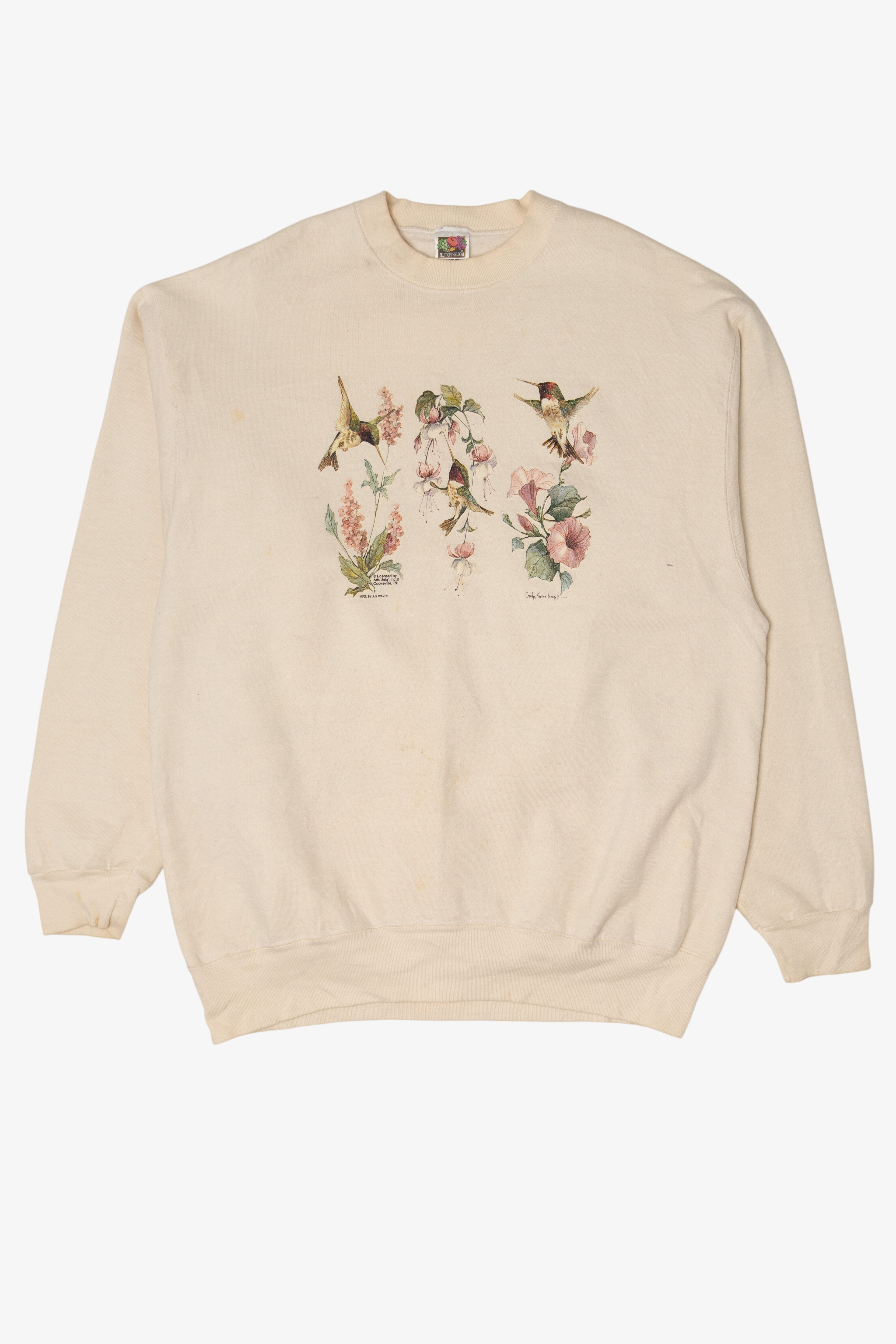 Vintage Hummingbirds And Flowers Sweatshirt (1990s)