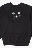 Vintage Pixel Stitch Embroidery Cat Face Raglan Sweatshirt (1990s)