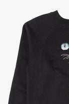 Vintage Pixel Stitch Embroidery Cat Face Raglan Sweatshirt (1990s)