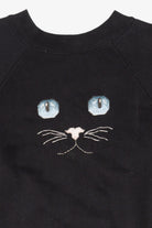 Vintage Pixel Stitch Embroidery Cat Face Raglan Sweatshirt (1990s)