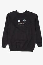 Vintage Pixel Stitch Embroidery Cat Face Raglan Sweatshirt (1990s)