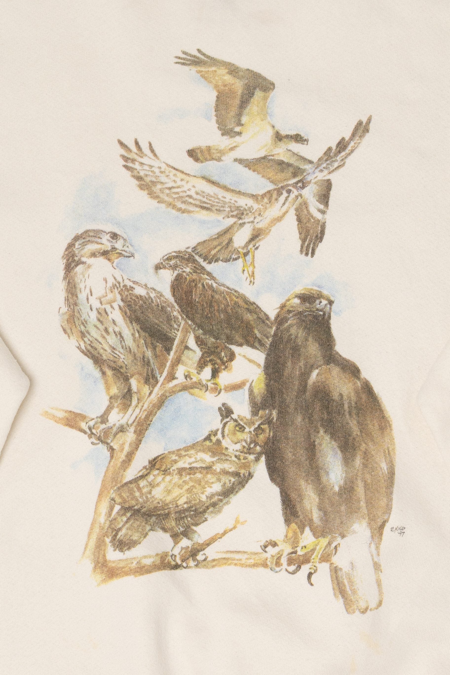 Vintage Project Wildlife San Diego California Owls And Eagles Sweatshirt (1990s)