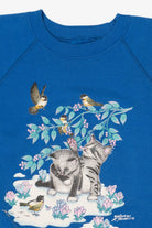 Vintage Blue Kittens And Birds Morning Sun Raglan Sweatshirt (1990s)