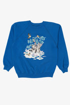 Vintage Blue Kittens And Birds Morning Sun Raglan Sweatshirt (1990s)