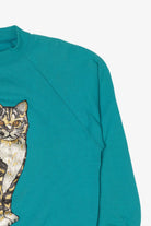 Vintage Hand Painted Cat Raglan Sweatshirt (1990s)