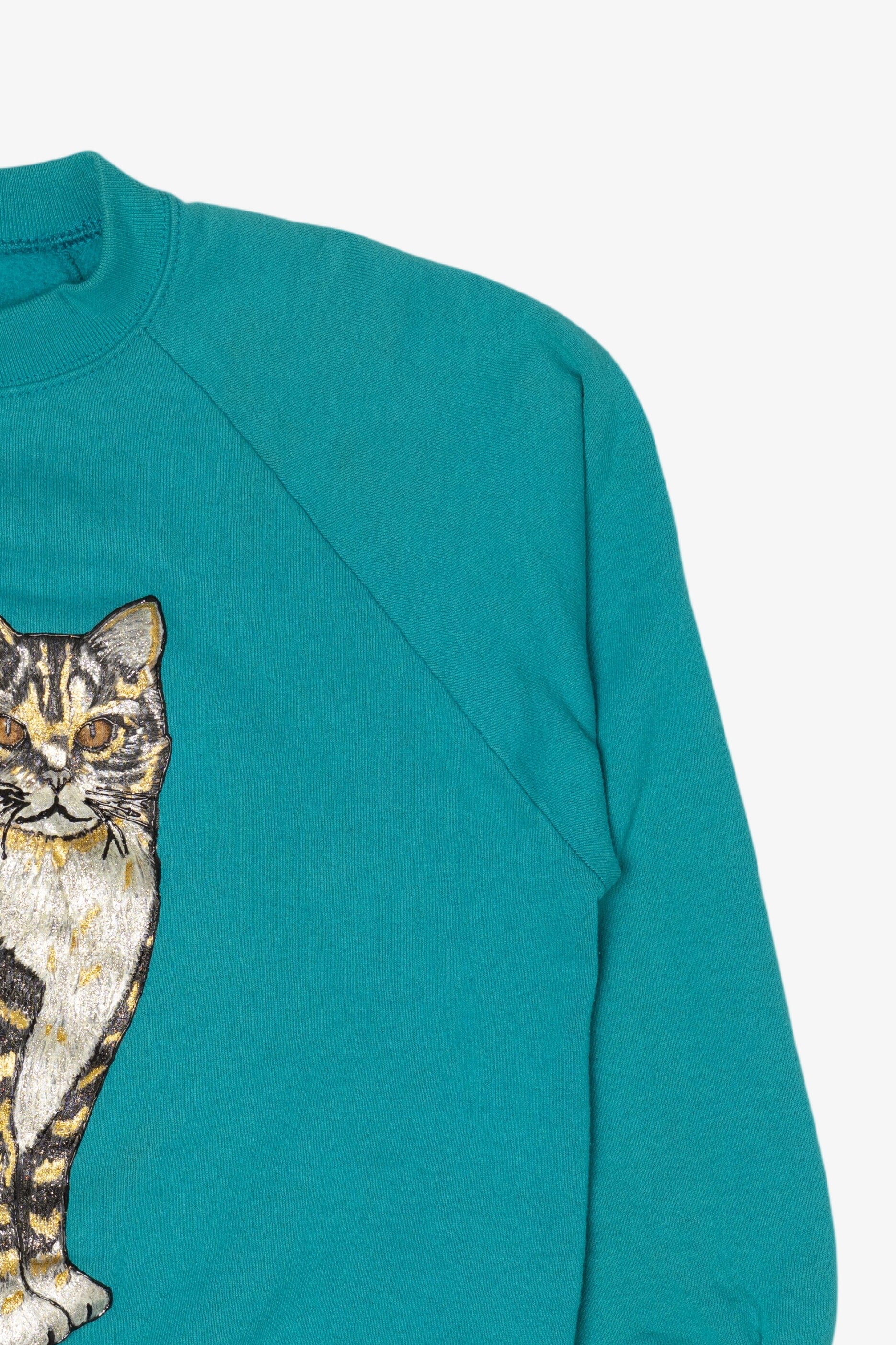 Vintage Hand Painted Cat Raglan Sweatshirt (1990s)