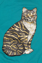 Vintage Hand Painted Cat Raglan Sweatshirt (1990s)