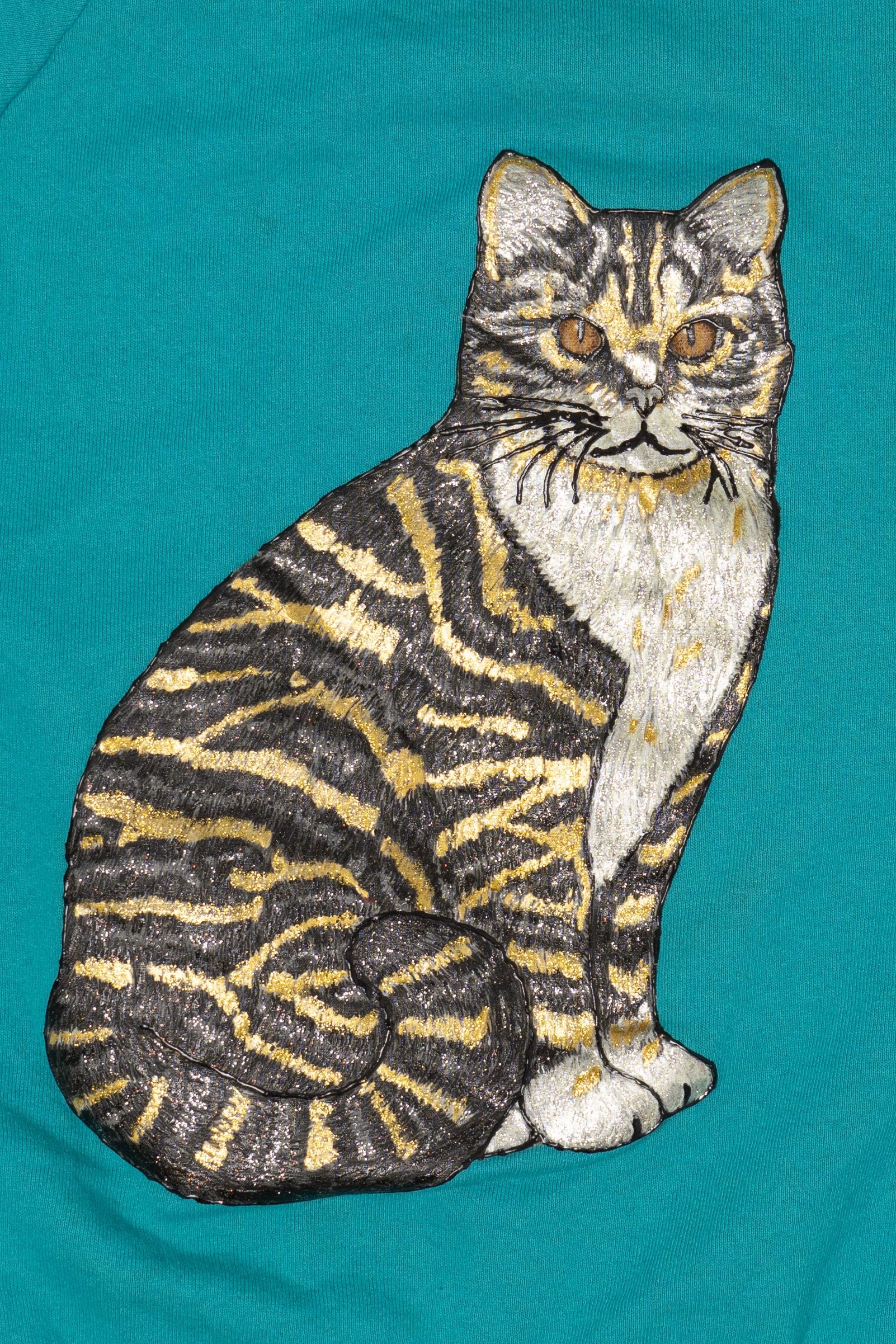 Vintage Hand Painted Cat Raglan Sweatshirt (1990s)