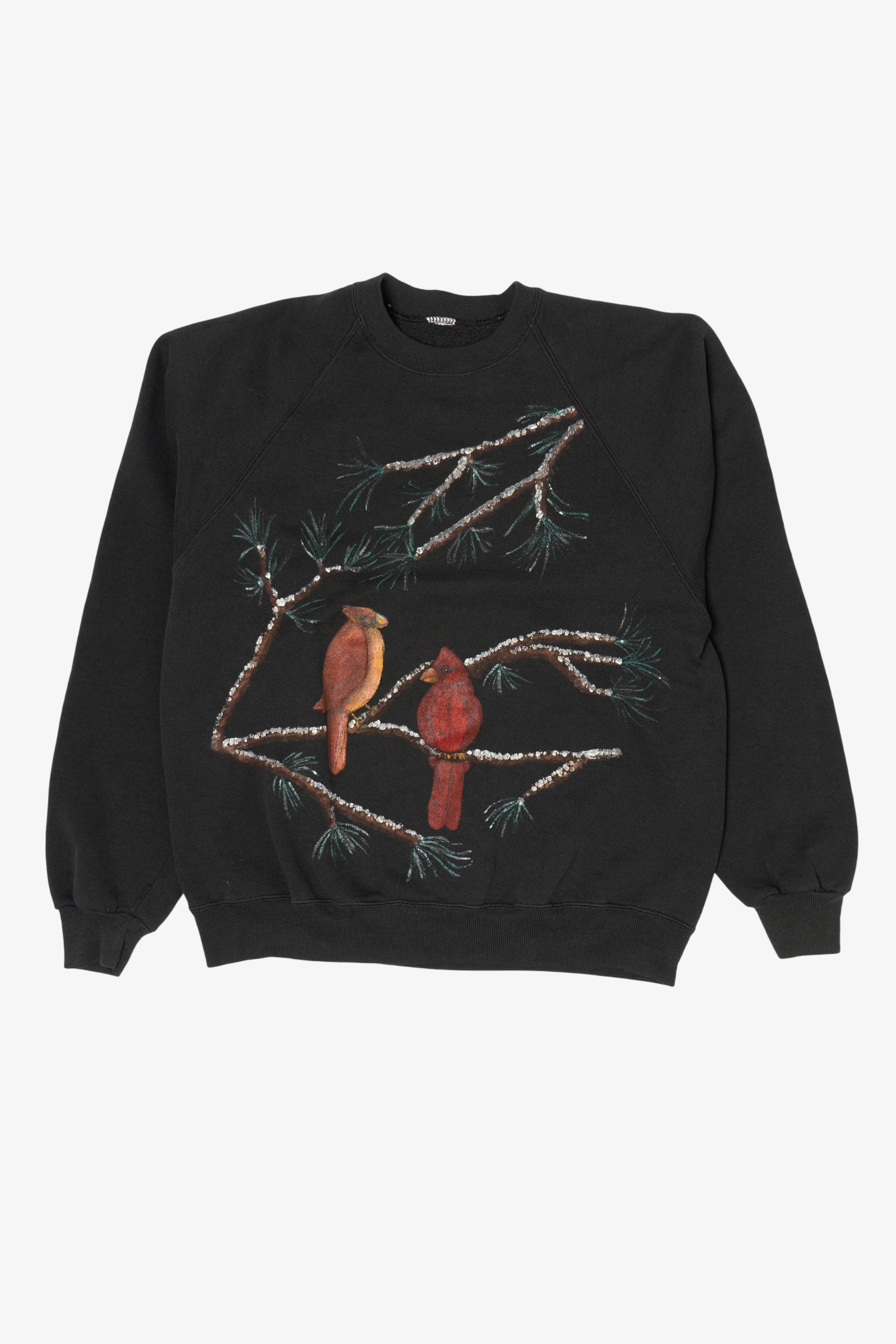 Vintage Hand Painted Cardinals Raglan Sweatshirt (1990s)