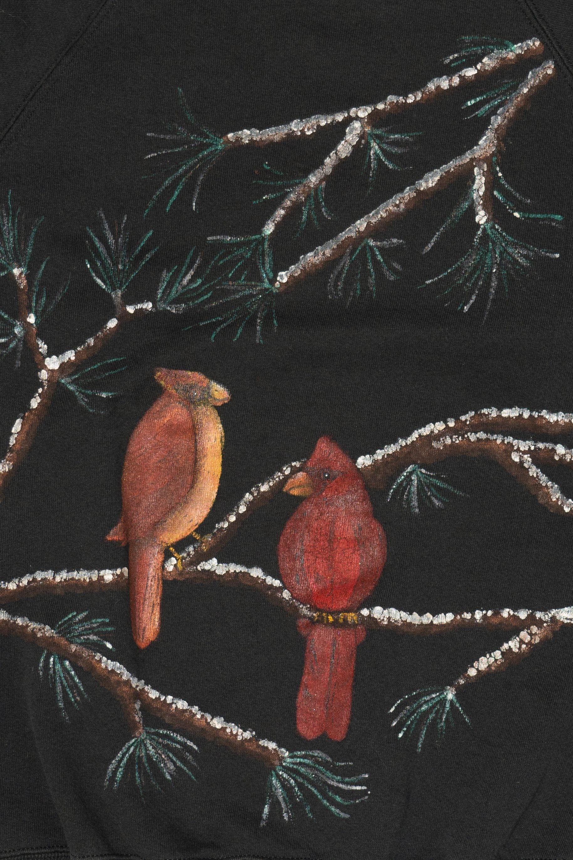 Vintage Hand Painted Cardinals Raglan Sweatshirt (1990s)