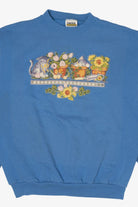 Vintage Blue Kittens And Flowerpots Tultex Sweatshirt (2000s)
