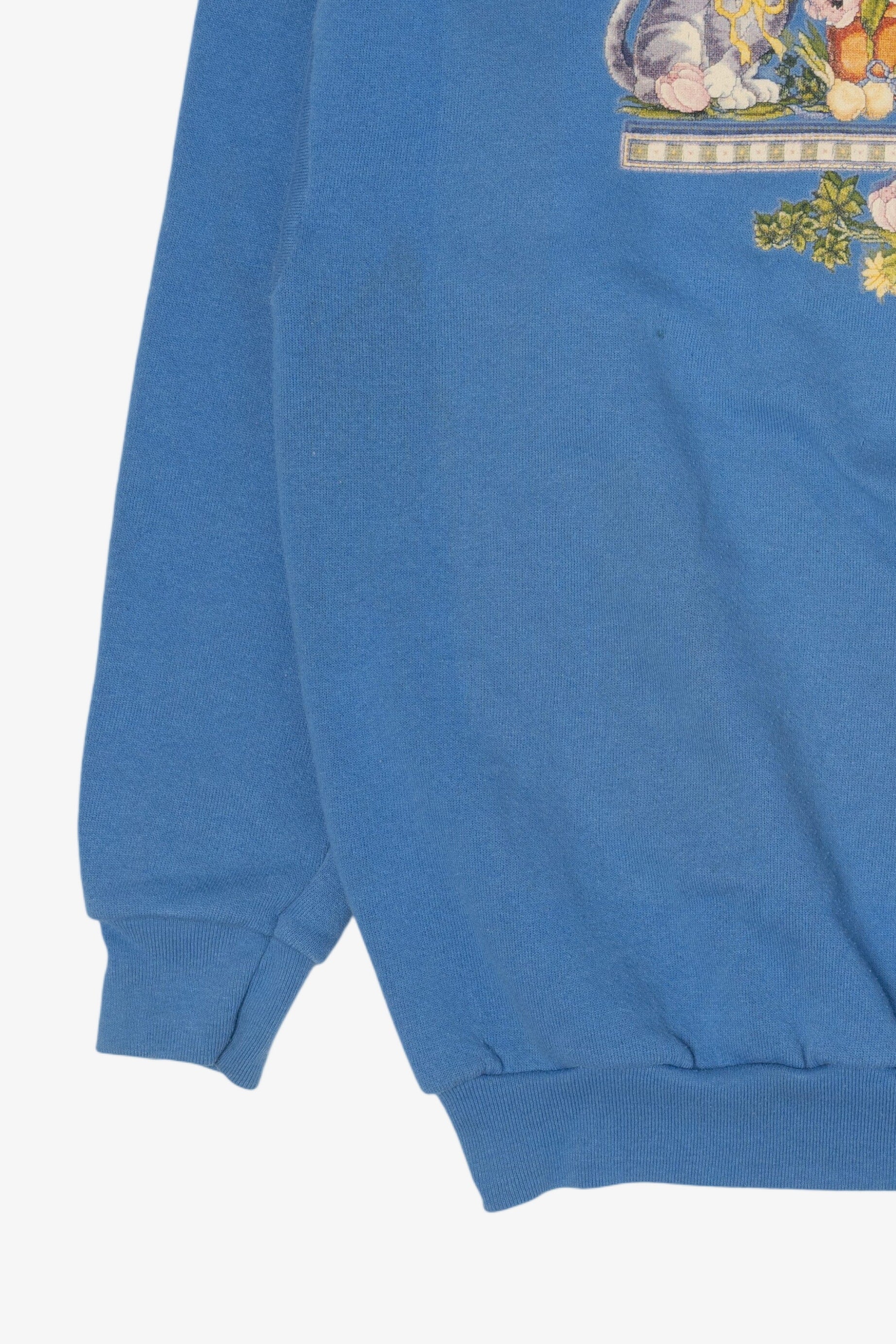 Vintage Blue Kittens And Flowerpots Tultex Sweatshirt (2000s)
