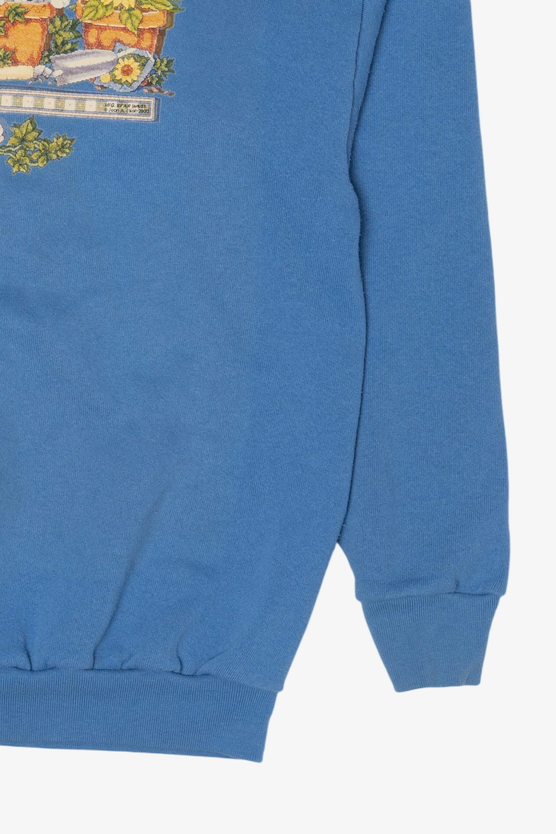 Vintage Blue Kittens And Flowerpots Tultex Sweatshirt (2000s)