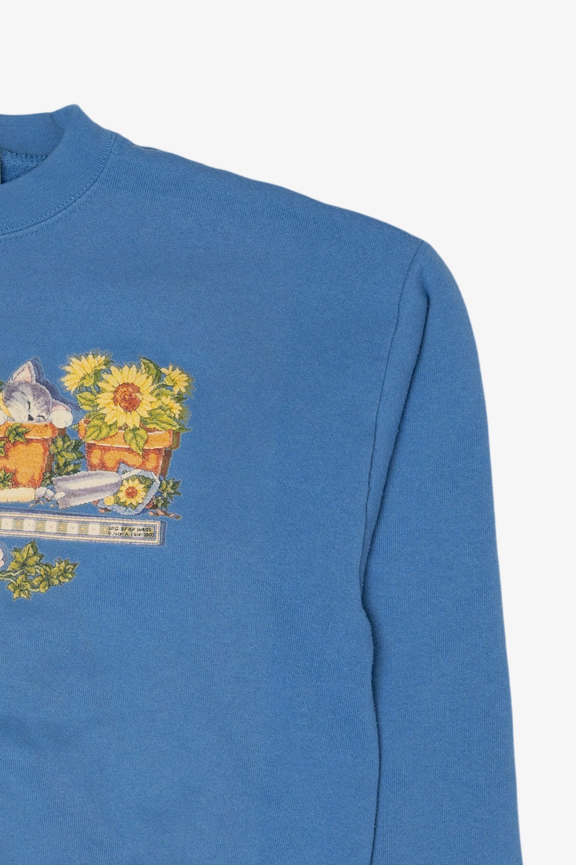 Vintage Blue Kittens And Flowerpots Tultex Sweatshirt (2000s)