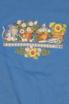 Vintage Blue Kittens And Flowerpots Tultex Sweatshirt (2000s)