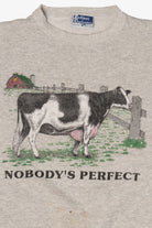 Vintage "Nobody's Perfect" Funny Cow Sweatshirt (1990s)