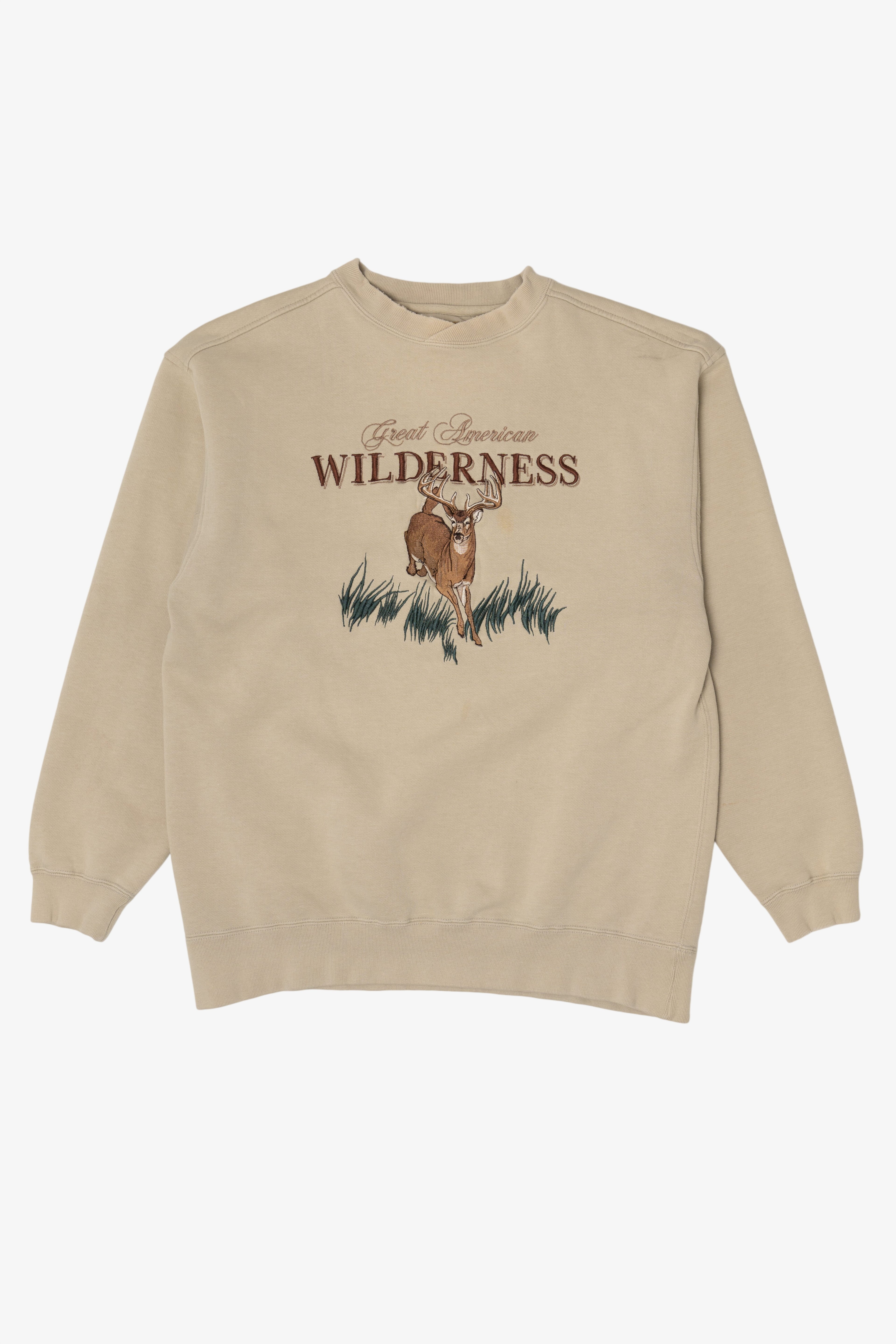 Vintage Embroidered Great American Wilderness Deer Buck Sweatshirt (2000s)