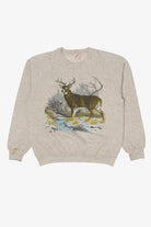 Vintage Gray Jerzees Deer Buck Raglan Sweatshirt (1990s)