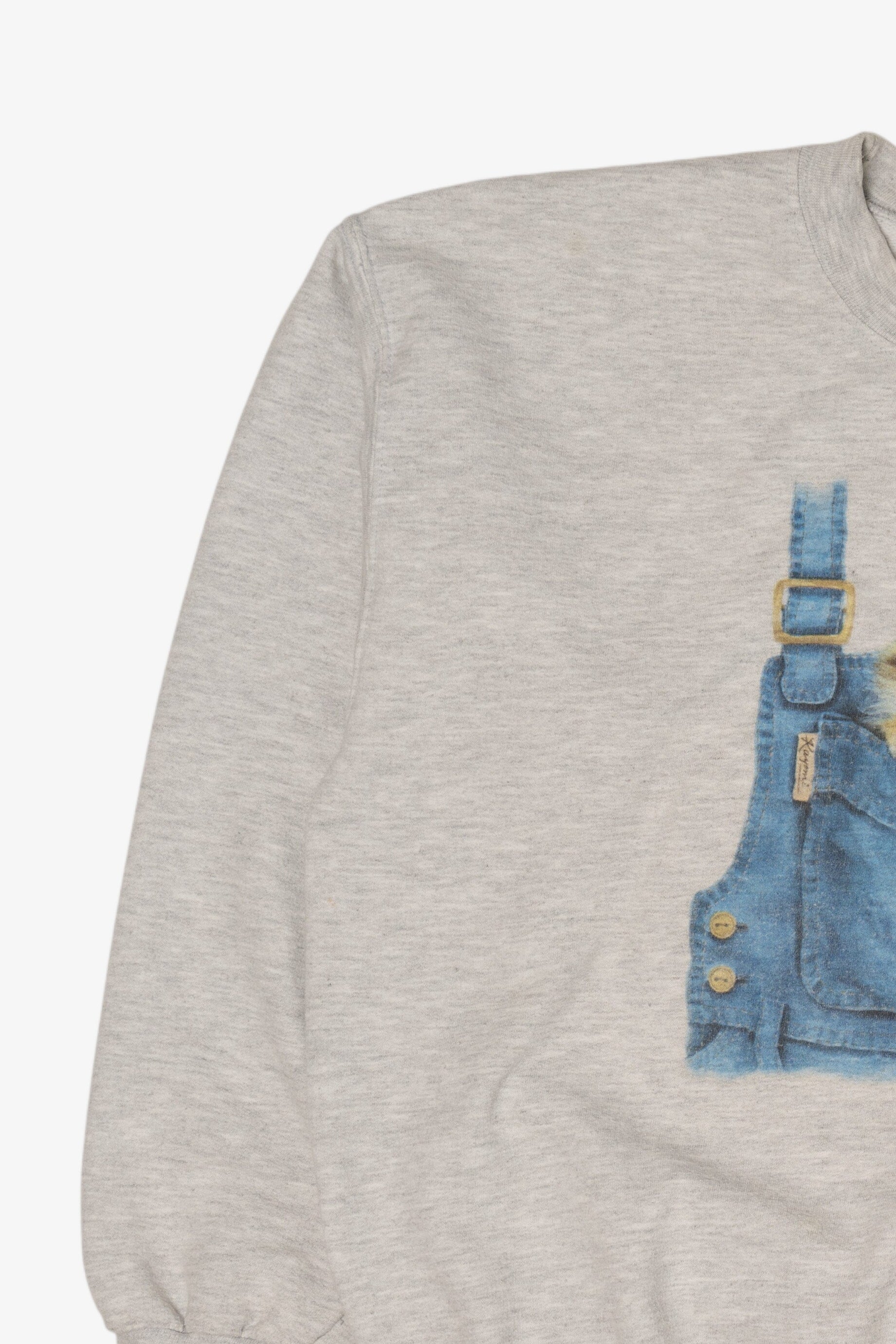 Gray Kitten In Overall Pocket Sweatshirt