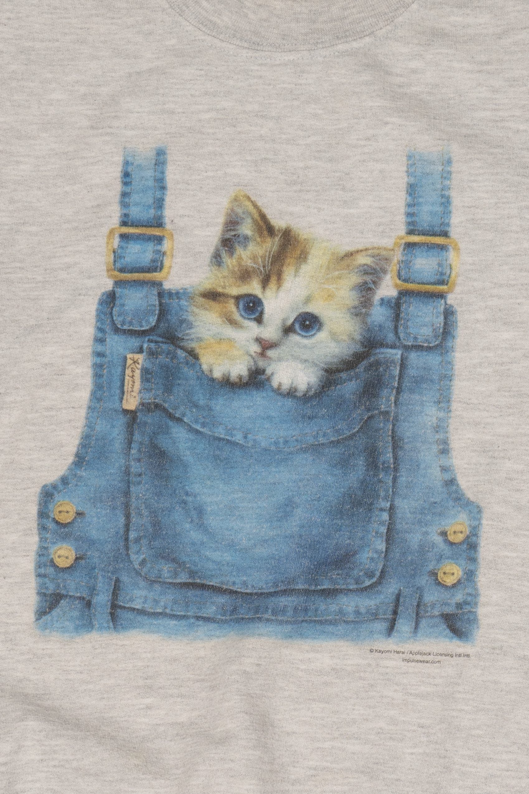 Gray Kitten In Overall Pocket Sweatshirt