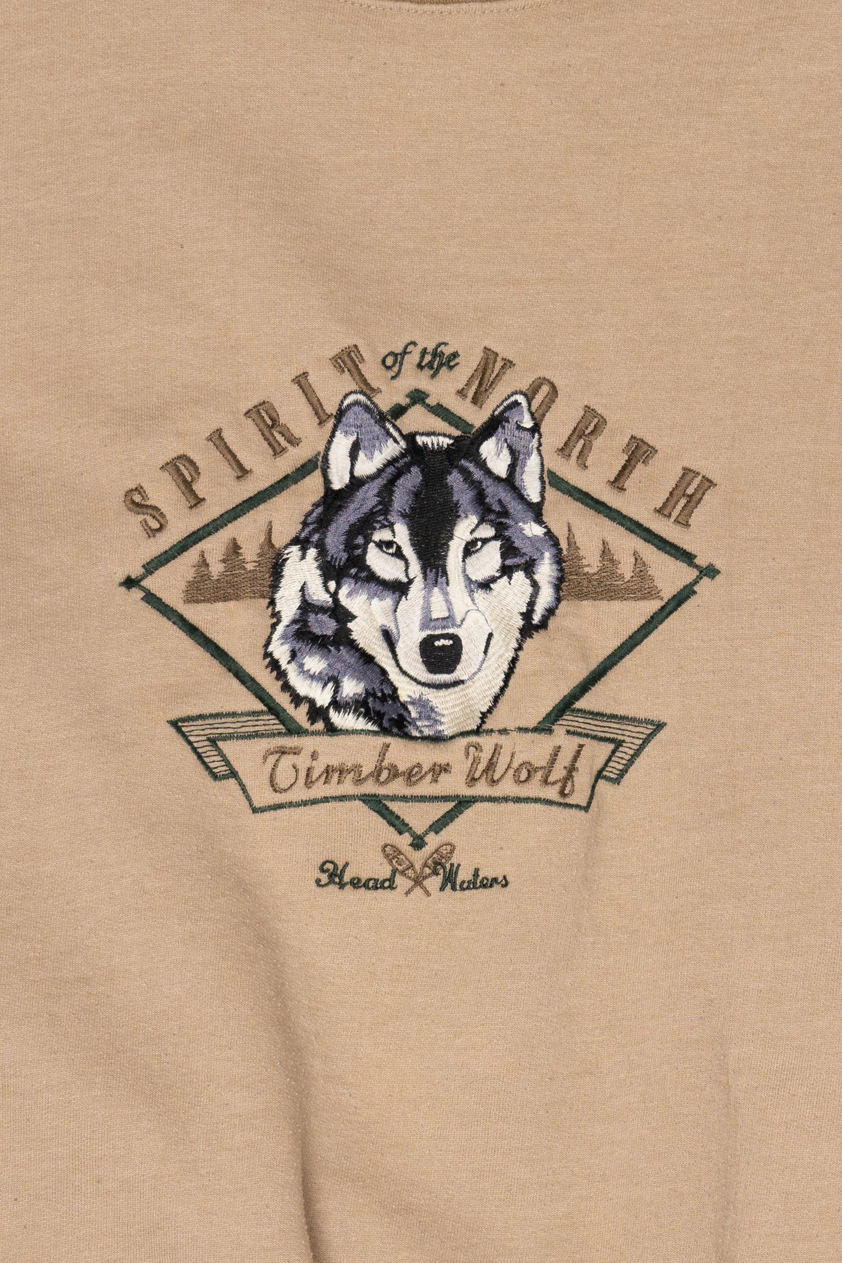 Vintage Headwaters "Spirit Of The North" Timber Wolf Sweatshirt (1990s)