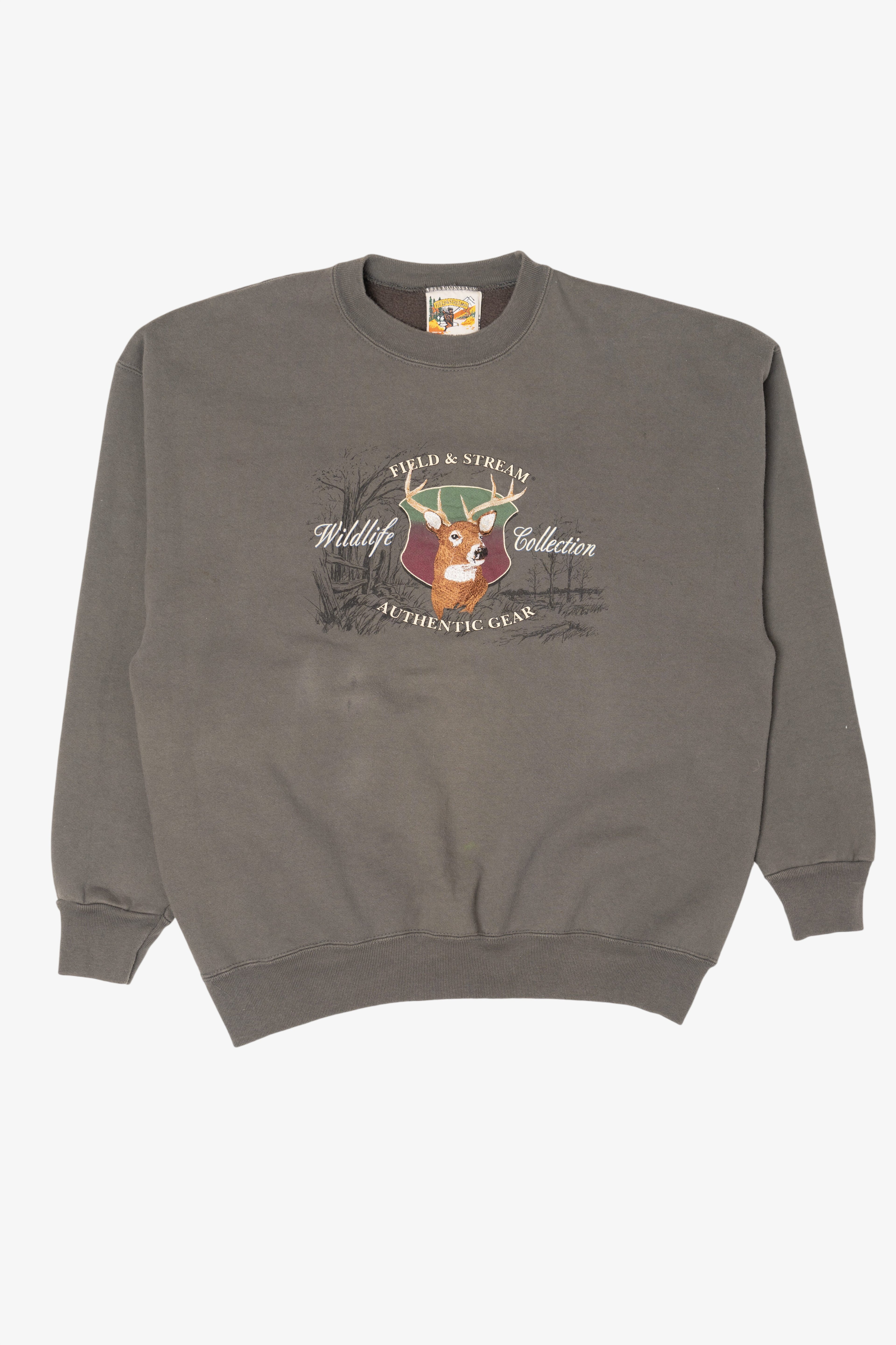 Vintage Field & Stream Wildlife Collection Authentic Gear Deer Buck Sweatshirt (1990s)