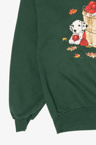 Vintage Dark Green Dalmatians Autumn Apples Plaid Turtleneck Sweatshirt (1990s)