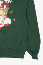 Vintage Dark Green Dalmatians Autumn Apples Plaid Turtleneck Sweatshirt (1990s)
