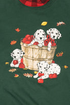 Vintage Dark Green Dalmatians Autumn Apples Plaid Turtleneck Sweatshirt (1990s)