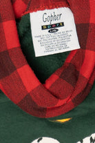 Vintage Dark Green Dalmatians Autumn Apples Plaid Turtleneck Sweatshirt (1990s)