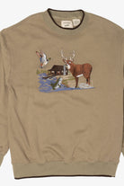 Embroidered Wildlife By Lake Log Cabin Sweatshirt