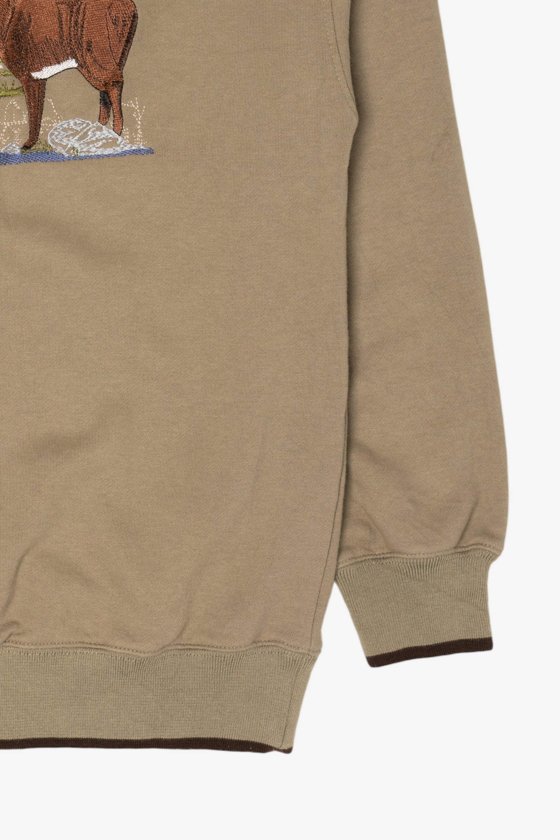 Embroidered Wildlife By Lake Log Cabin Sweatshirt