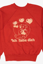 Vintage Red "Ich Liebe Dich" I Love You Teddy Bear Raglan Sweatshirt (1980s)