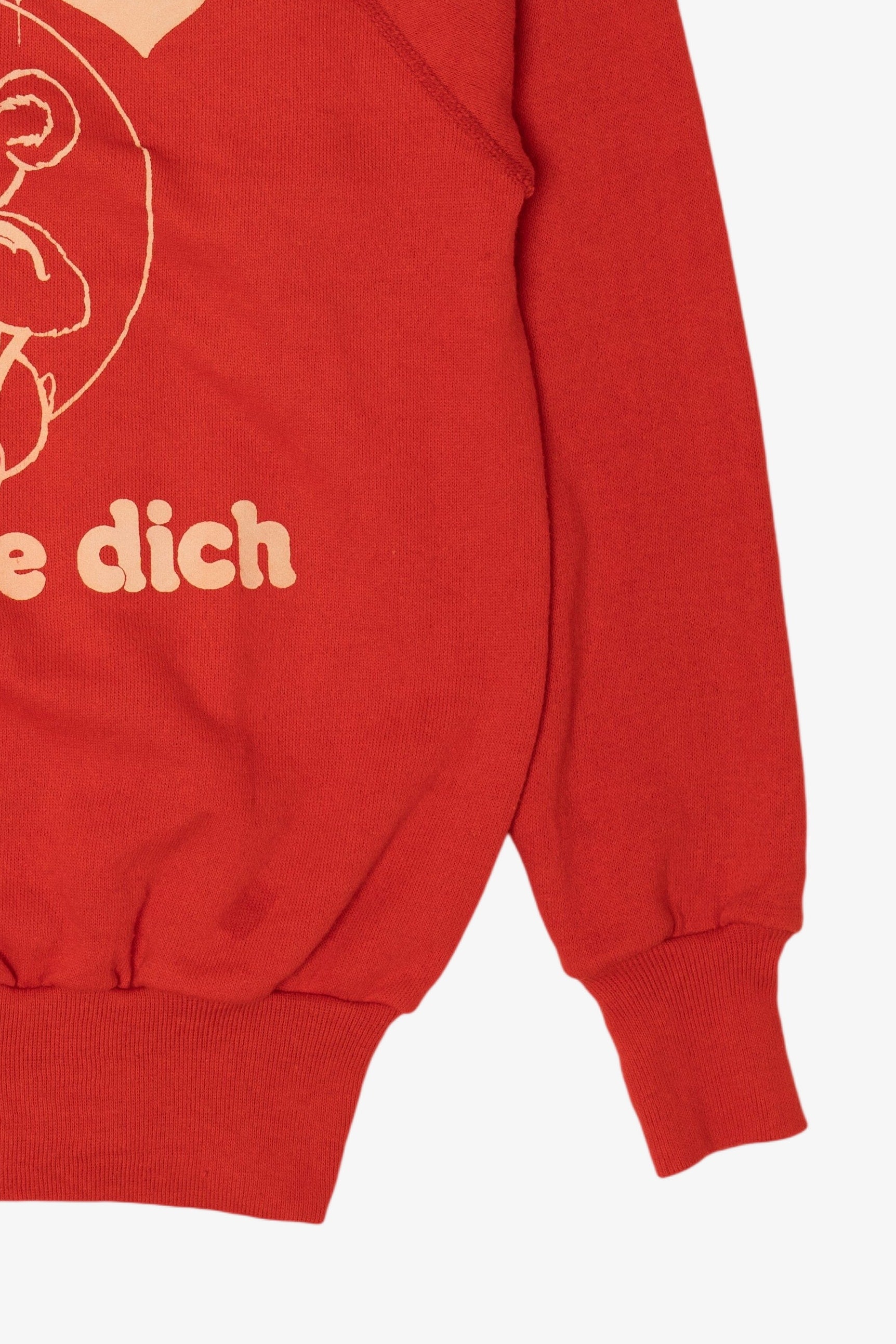 Vintage Red "Ich Liebe Dich" I Love You Teddy Bear Raglan Sweatshirt (1980s)
