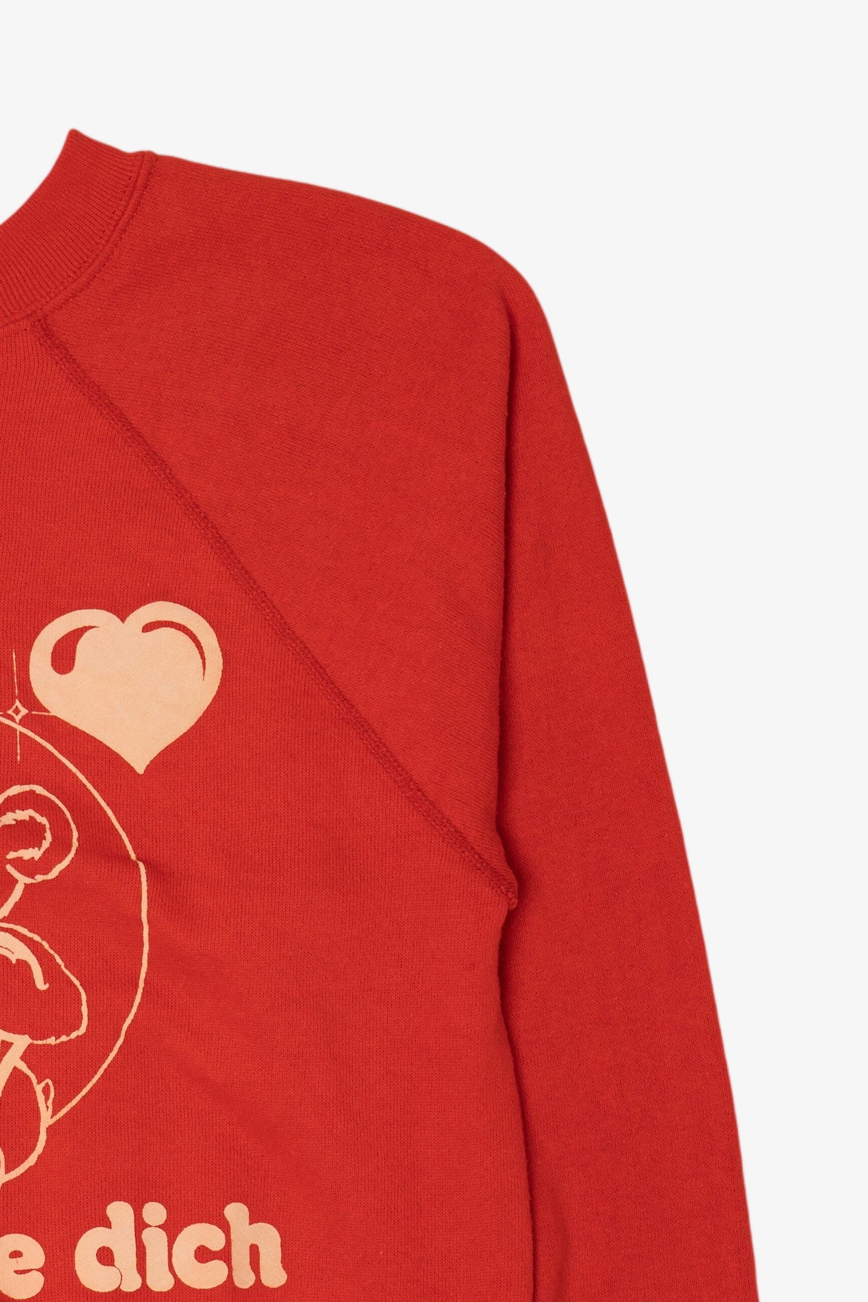 Vintage Red "Ich Liebe Dich" I Love You Teddy Bear Raglan Sweatshirt (1980s)