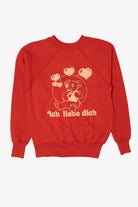 Vintage Red "Ich Liebe Dich" I Love You Teddy Bear Raglan Sweatshirt (1980s)
